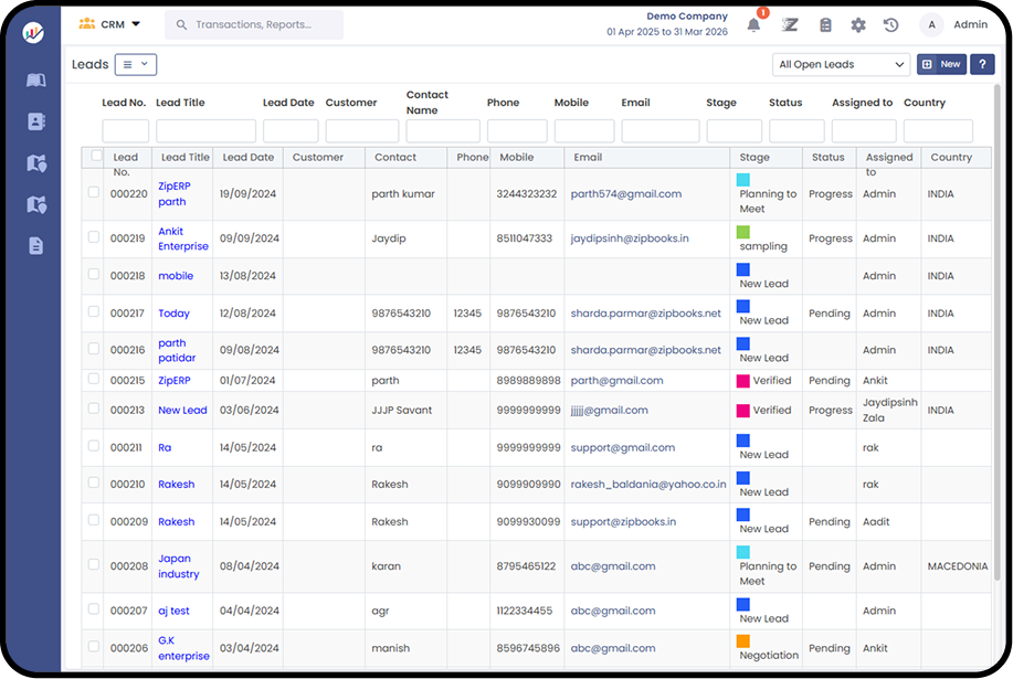 Capture and track leads, customers, and follow-ups