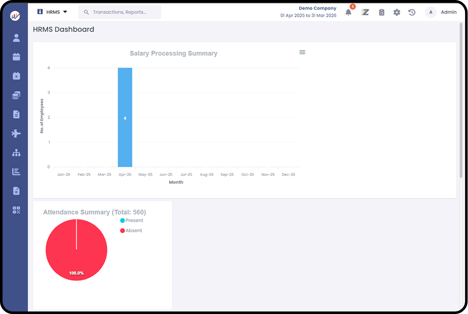 Employee master, attendance, leave & payroll